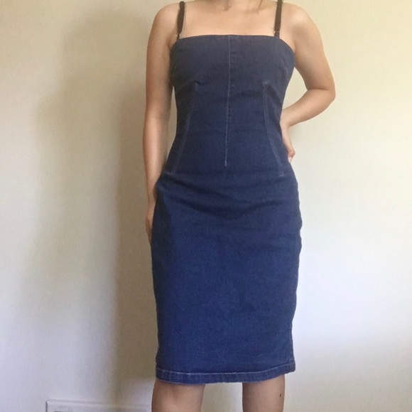 00s Denim Body Con Dress - Picture 5 of 6